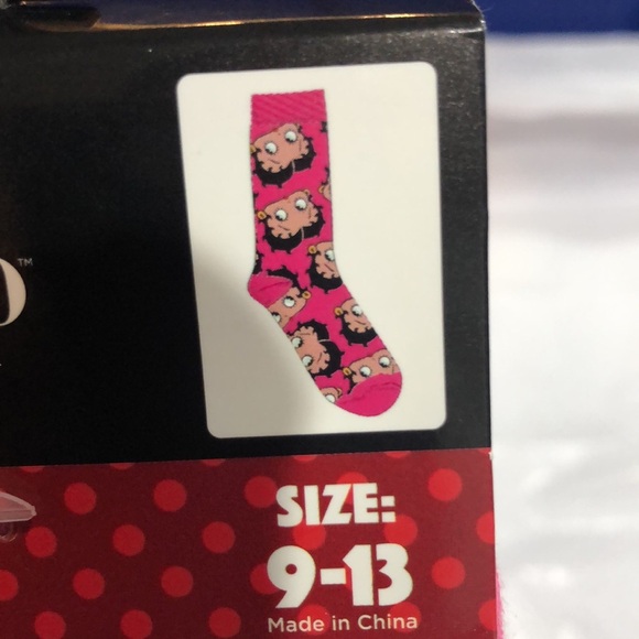 Betty Boop‎ pink betty boop image printed crew socks size 9-13 new - Picture 9 of 9